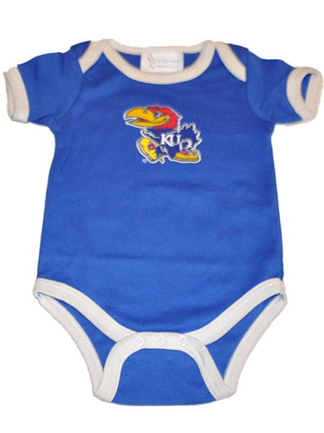 Kansas jayhawks tfa spädbarn baby lap shoulder ringer romper one piece outfit - sporting up
