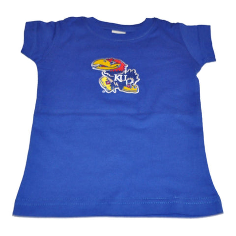 Kansas jayhawks dos pies por delante niñas pequeñas camiseta de algodón azul de longitud larga - sporting up
