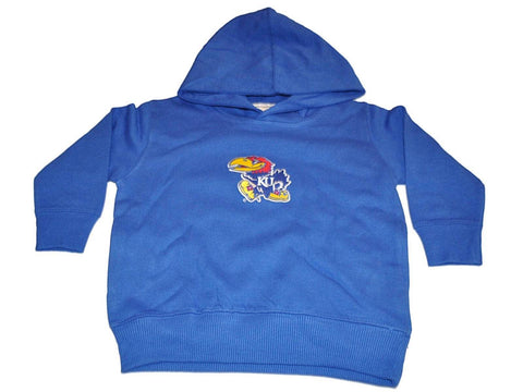 Shoppen Sie das blaue Fleece-Kapuzenpullover „Zwei Fuß voraus“ der Kansas Jayhawks für Kleinkinder – sportlich