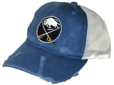 Buffalo Sabres Retro Brand Blue Worn Mesh Vintage Adjustable Snapback Hat Cap - Sporting Up