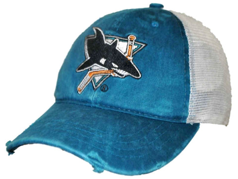 Shop San Jose Sharks Retro Brand Teal Worn Mesh Vintage Adjustable Snapback Hat Cap - Sporting Up