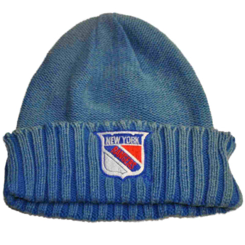 Achetez la casquette de bonnet en tricot à revers bleu délavé unisexe de marque rétro des Rangers de New York - Sporting Up