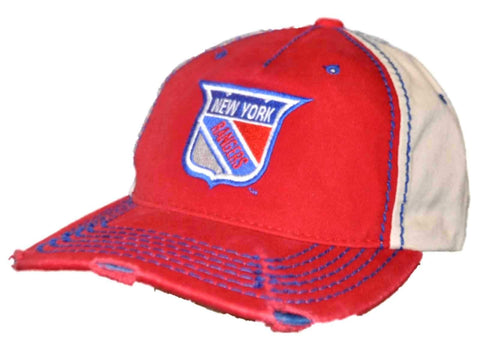 New York Rangers Retro-Marken-Snapback-Mütze in Rot und Beige mit Vintage-Nähten – sportlich