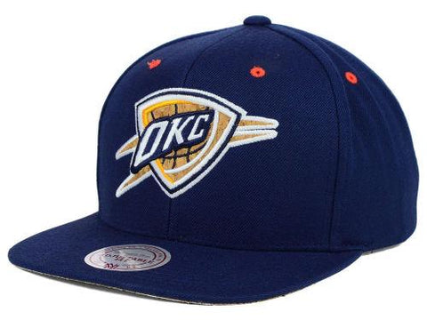 Shop Oklahoma City Thunder Mitchell & Ness Navy Cork Adjustable Snapback Hat Cap - Sporting Up