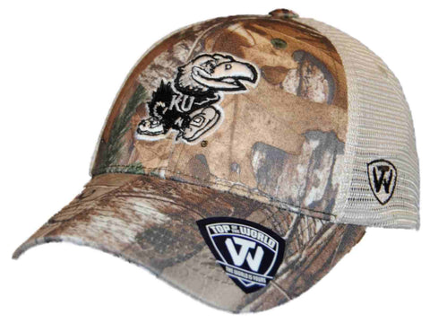 Shop Kansas Jayhawks TOW Camo Mesh Prey Adjustable Snapback Hat Cap - Sporting Up