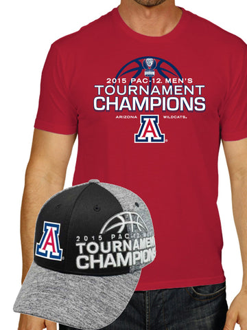 Shop Arizona Wildcats 2015 Pac-12 Tournament Bball Champs Locker Room Shirt Hat - Sporting Up