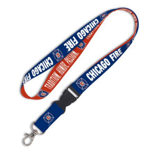 Shop Chicago Fire Wincraft Blue Red Two Tone Black Snap Clasp Buckle Lanyard - Sporting Up
