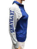 Kansas jayhawks glitter gear mujer azul gris chaqueta tipo jersey con cremallera de 1/4 - sporting up