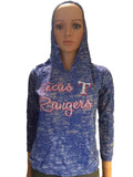 Texas Rangers Saag Damen-Langarm-T-Shirt mit Kapuze in Blau Burnout Light – sportlich