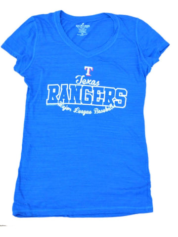 Compre camiseta de tres mezclas y cuello en V ligera de color azul real para mujer de los Texas Rangers Saag - sporting up