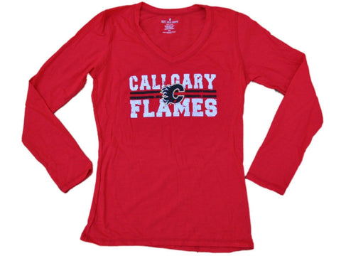 Compre camiseta de algodón suave y ligera de manga larga roja para mujer calgary flames saag - sporting up