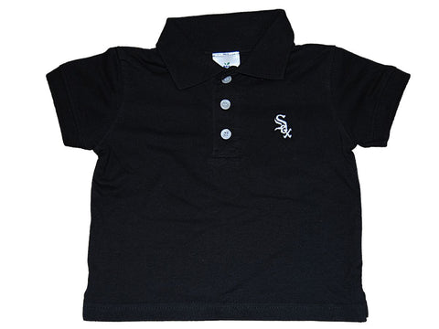 Chicago White Sox Saag Kleinkind-Poloshirt in Schwarz mit 1/3-Knöpfen und kurzen Ärmeln – sportlich