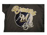 Milwaukee Brewers SAAG Youth Girls Gray Hooded Long Sleeve Pullover T-Shirt - Sporting Up