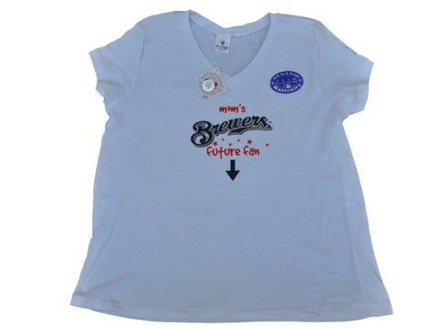 Kaufen Sie „Milwaukee Brewers Saag“-Umstands-T-Shirt aus weicher Baumwolle für Damen in Weiß mit V-Ausschnitt – sportlich