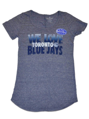 Shoppen Sie das Toronto Blue Jays Saag Damen-Umstands-T-Shirt aus Tri-Blend-Stoff mit U-Ausschnitt in Blau – sportlich