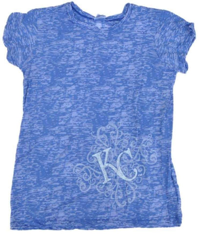 Kansas City Royals SAAG Women Blue Burnout Lightweight Soft Cotton T-Shirt - Sporting Up