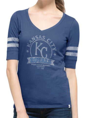 Camiseta a rayas de flanco azul blanqueador para mujer de la marca Kansas City Royals 47 - sporting up