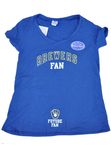 Shop Milwaukee Brewers SAAG Women Maternity Blue "Future Fan" V-Neck T-Shirt - Sporting Up