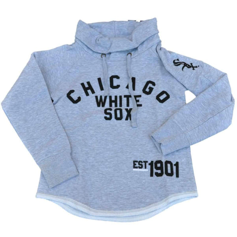 Shop Chicago White Sox SAAG Women Gray Slub Neck Hoodie Sweatshirt - Sporting Up
