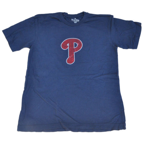 Shop Philadelphia Phillies SAAG Women Navy Sequin Logo Soft Cotton T-Shirt - Sporting Up