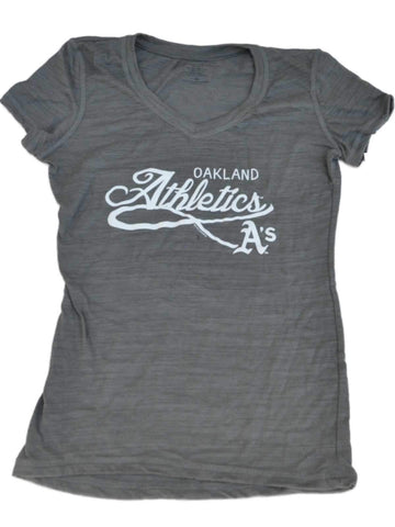 Oakland Athletics SAAG Women Gray Triblend Burnout V-Neck T-Shirt - Sporting Up