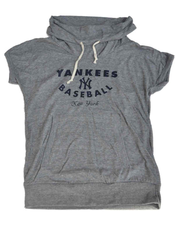 New York Yankees SAAG Women Maternity Gray Triblend Funnel Neck T-Shirt - Sporting Up