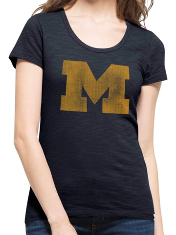 Michigan wolverines 47 märke kvinnor höst marinblå scoop neck scrum t-shirt - sporting up