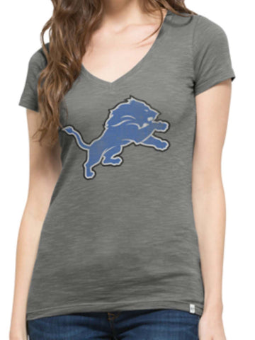 Shop Detroit Lions 47 Brand Women Wolf Grey Soft Cotton V-Neck Scrum T-Shirt - Sporting Up