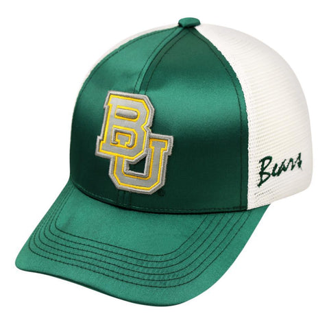 Shop Baylor Bears TOW Women Green White Satina Mesh Adjustable Strap Hat Cap - Sporting Up