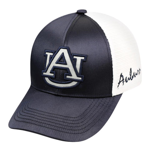 Auburn Tigers Tow gorra de sombrero con correa ajustable de malla satinada blanca azul marino para mujer - sporting up