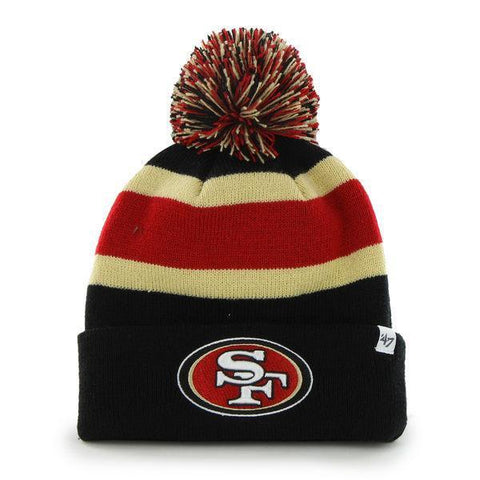 Shop San Francisco 49ers 47 Brand Black Breakaway Knit Cuffed Poofball Beanie Hat Cap - Sporting Up
