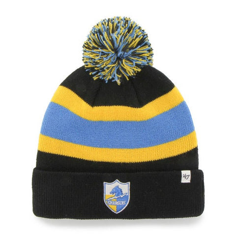 Shop Los Angeles Chargers 47 Brand Black Breakaway Retro 1961 Poofball Beanie Hat Cap - Sporting Up