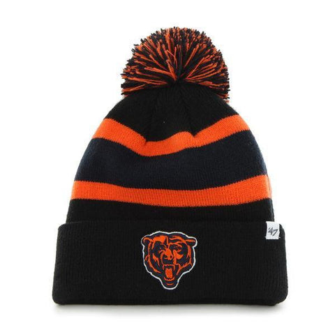 Shop Chicago Bears 47 Brand Black Breakaway Knit Cuffed Poofball Beanie Hat Cap - Sporting Up