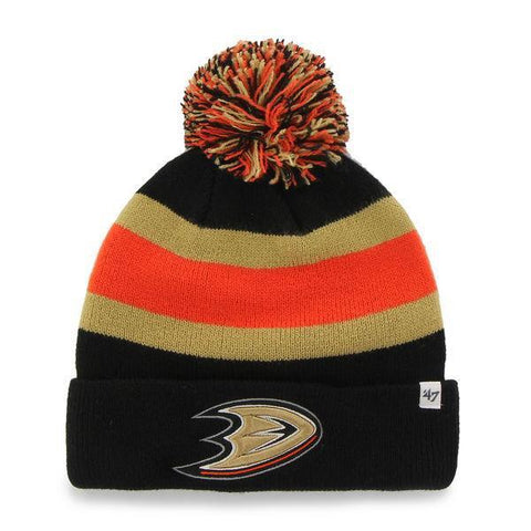 Shop Anaheim Ducks 47 Brand Black Breakaway Knit Cuffed Poofball Beanie Hat Cap - Sporting Up
