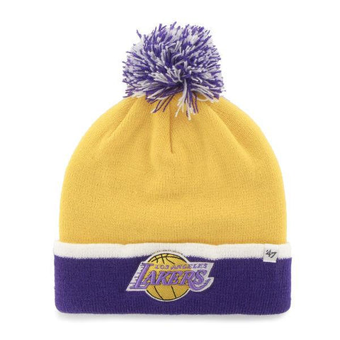 Shop Los Angeles Lakers 47 Brand Yellow Purple Baraka Retro 1967 Poof Beanie Hat Cap - Sporting Up