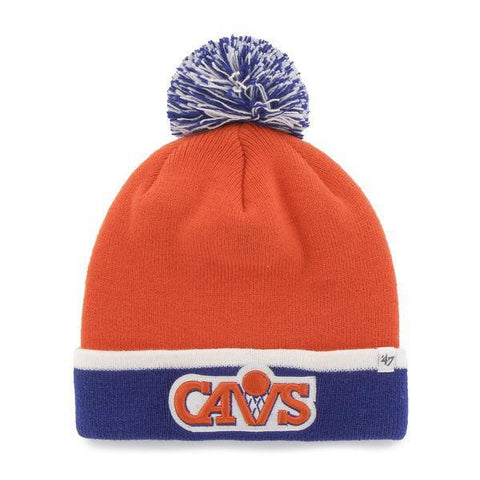 Shop Cleveland Cavaliers 47 Brand Orange Blue Baraka Retro 1987 Poof Beanie Hat Cap - Sporting Up