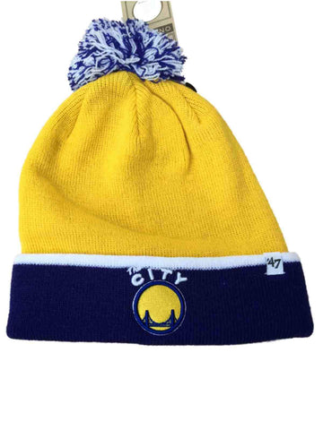 Shop Golden State Warriors 47 Brand Yellow Blue Baraka Retro 1962 Poof Beanie Hat Cap - Sporting Up