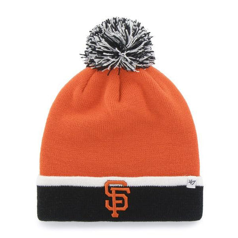 San Francisco Giants 47 Brand Orange Black Baraka Cuffed Poofball Beanie Hat Cap - Sporting Up