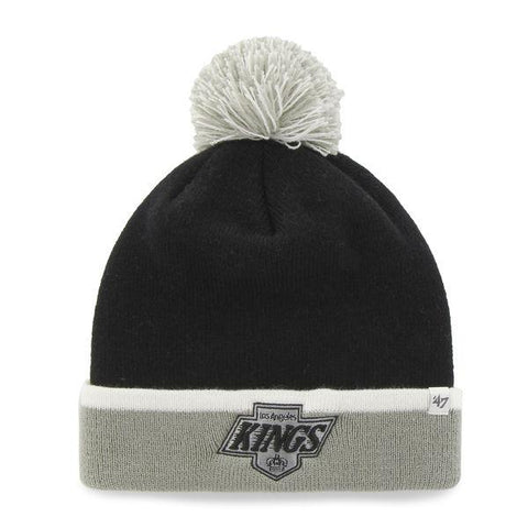 Los Angeles Kings 47 Brand Black Gray Baraka Retro 1988 Poofball Beanie Hat Cap - Sporting Up