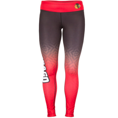 Shop Chicago Blackhawks FC Women Black Red Workout Performance Leggings - Sporting Up