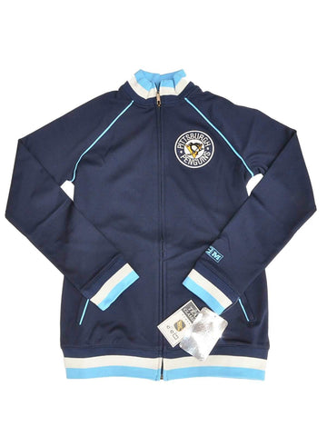 Pittsburgh Penguins ccm chaqueta (s) con cuello de manga larga y cremallera azul marino para mujer - sporting up
