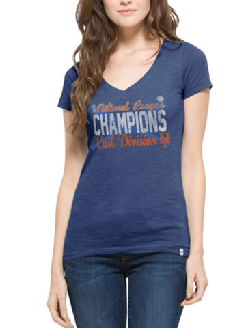 Camiseta con cuello en V de campeones de la división este de la Liga Nacional de Nueva York Mets 47 para mujer de 2015 - sporting up