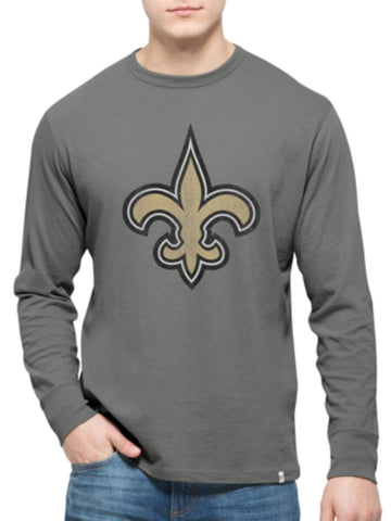 Shop New Orleans Saints 47 Brand Wolf Grey Long Sleeve Cotton Flanker T-Shirt - Sporting Up