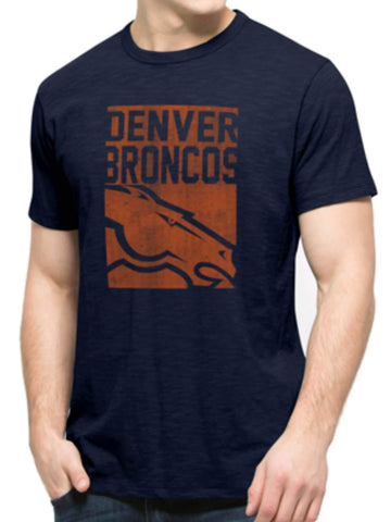 Shop Denver Broncos 47 Brand Midnight Navy Block Logo Soft Cotton Scrum T-Shirt - Sporting Up