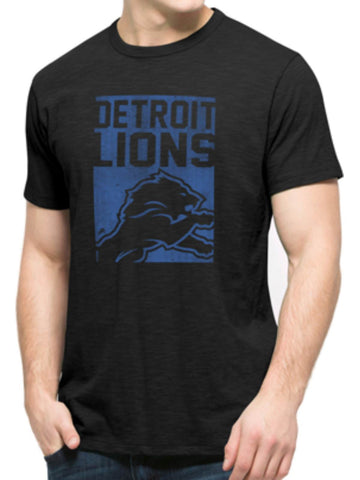 Magasinez les Detroit Lions 47 Brand Jet Black Block Logo T-shirt Scrum en coton doux - Sporting Up