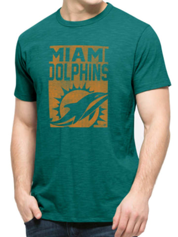Miami Dolphins 47 Brand Neptungrünes Block-Logo-T-Shirt aus weicher Baumwolle mit Scrum-Motiv – sportlich