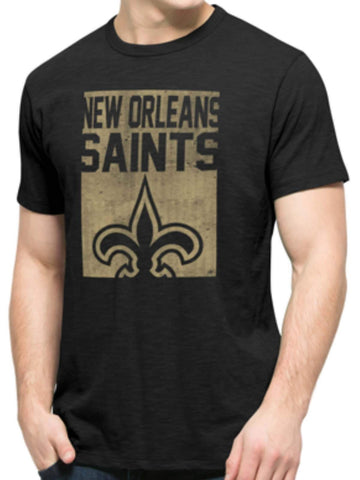 Kaufen Sie ein tiefschwarzes Scrum-T-Shirt mit Blocklogo der Marke New Orleans Saints 47 aus weicher Baumwolle – sportlich