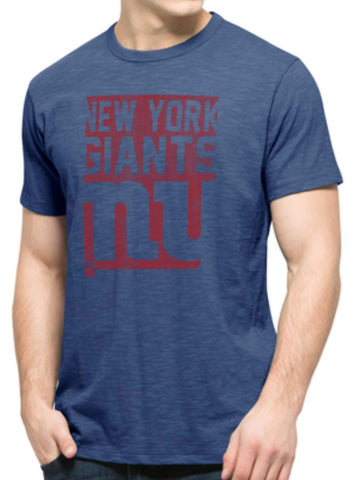 Handla new york giants 47 märke blå block logotyp mjuk bomull scrum t-shirt - sportig upp