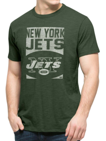 Shop New York Jets 47 Brand Bottle Green Block Logo Soft Cotton Scrum T-Shirt - Sporting Up