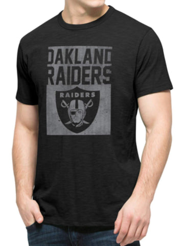 Oakland raiders 47 marque noir bloc logo t-shirt mêlée en coton doux - sporting up